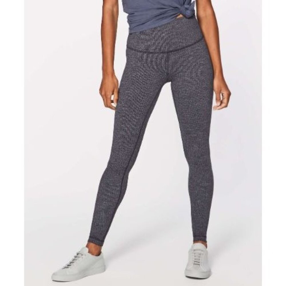 Lululemon  Womens Wunder Under Hi-Rise Tight Luon Variegated Knit Black Size 4